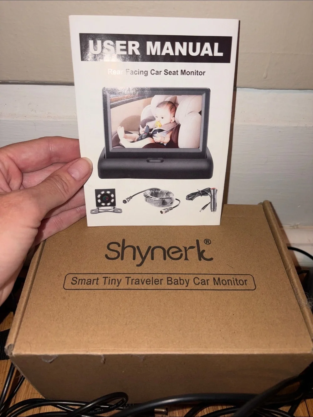 Black Baby Car Monitor with Screen and Accessories